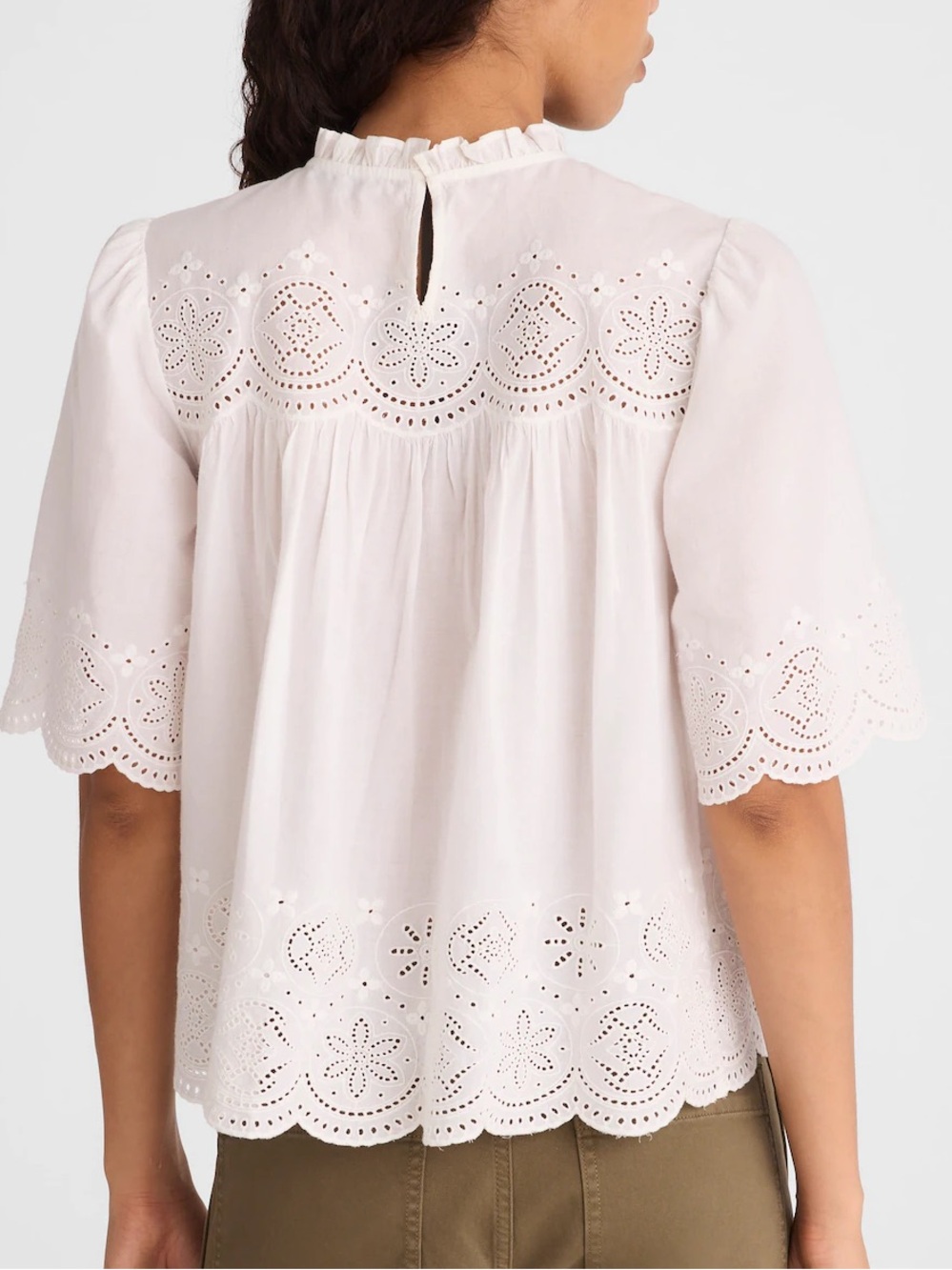NWT MADEWELL Embroidered Pintuck High-Neck Top White Medium 100% Cotton NZ462 - Picture 13 of 15